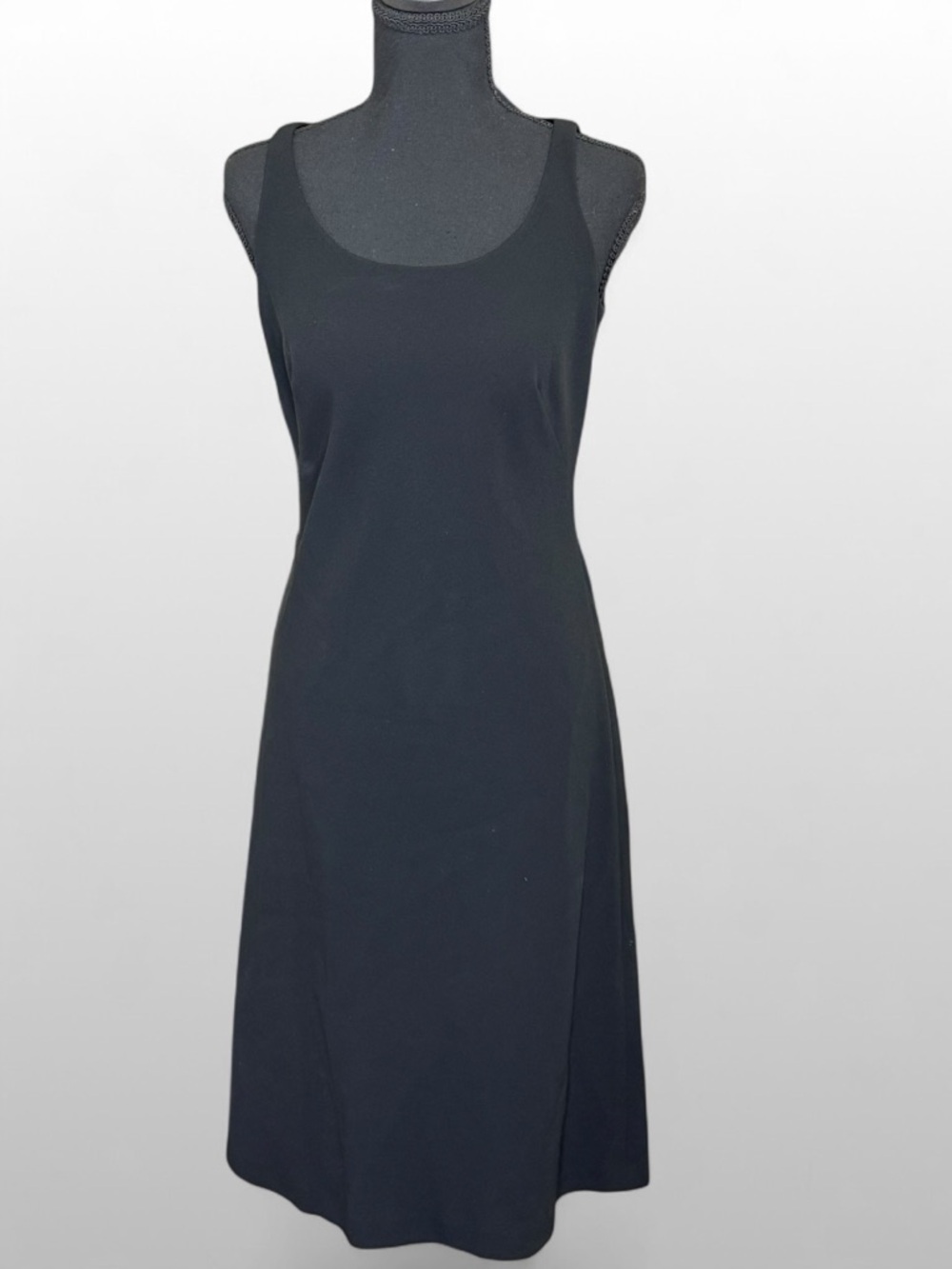 Ann Taylor Petite A Line Dress Womens 4P Black Sleeveless Midi Career Work